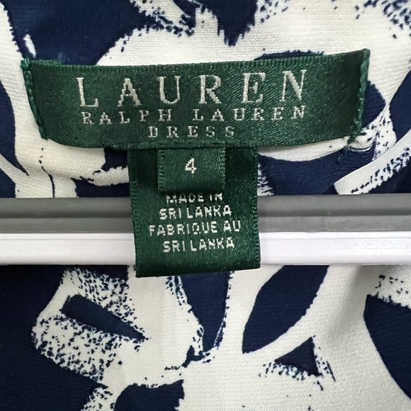 Lauren Ralph Lauren Navy/White Faux Wrap Dress Size 4 Classic Preppy Office - Picture 8 of 10